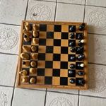 Retro fából készült sakk készlet fotó