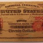 USA arany fólia bankjegy First National Bank of Butte 20 dollár 1889 Montana - "Gold Banknote" fotó