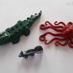 LEGO állat figurák, Aligátor (krokodil), borz, polip (octopus). fotó