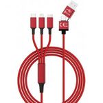 5in1 USB töltőkábel, micro-USB, USB-C, Lightning, 1, 2 m, piros, Smrter SMRTER_HYDRA_ULT_RD fotó