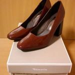 Új Tamaris női bordó félcipő, magassarkú elegáns alkalmi cipő feel soft betéttel, 38 fotó