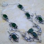925 ezüst Smaragd köves nyaklánc fülbevaló szett fotó