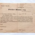 Pfeifer Mihály kerékpár tricikli kölcsönző irat 1941 Budapest fotó