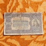 1923 -as ropogós 5000 Korona "kis alakú" bankó " Pénzjegynyomda nélküli" Ritkább !!! (L1771) fotó