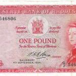 Rodézia (Rhodézia) 1 font 1964 II. Erzsébet bankjegy VG fotó