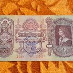 1930 -as ropogós 100 pengő bankó "HOROGKERESZTES "bélyegzővel felülbélyegezve (L1706) fotó