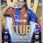 Ronaldinho Barcelona 100 Club Legend focis kártya Match Attax Extra 2024 UEFA Champions League fotó