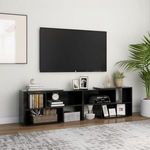 Magasfényű fekete forgácslap tv-szekrény 149 x 30 x 52 cm fotó