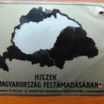 Irredenta fém tábla. " Hiszek Magyarország feltámadásában" 8x6 cm. fotó