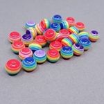Akril gyöngy színes csíkos (50 darab) 8 mm fotó