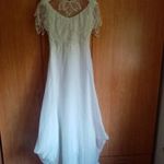 Csipkés organza selyem fehér menyasszonyi ruha fodorral (tisztíttatva, 1x használt ) fotó