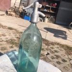 Régi szódásüveg szódás üveg szifon halvány zöldeskék 1 literes fotó