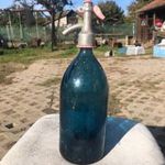 Régi szódásüveg szódás üveg szifon halványkék halvány kék 1literes fotó