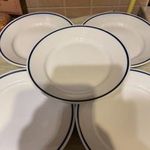 Zsolnay kék szélű retro lapos tányér 5 db fotó