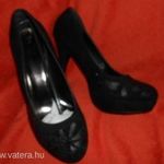 Csillogó köves díszítésű fekete platform alkalmi cipő 40-41 ÚJ fotó