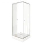 PICO Clear stripe 90x90 cm szögletes dupla tolóajtós zuhanykabin 5 mm üveggel zuhanytálcával, króm fotó