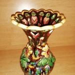 Antik virágos pocakos majolika tölcsér váza - 19, 5 cm magas (29/d) fotó