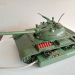 Retro szovjet "drótos" távirányítós nagy T 55-ös játék tank, MŰKÖDIK, VIDEÓ, SZÉP fotó