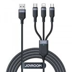 JoyRoom S-1T3018A18 USB-A apa - Micro USB/USB-C/Lightning apa 2.0 Adat és töltőkábel - Fekete (0.3m) fotó