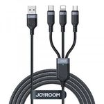 JoyRoom S-1T3018A18 USB-A apa - Micro USB/USB-C/Lightning apa 2.0 Adat és töltőkábel - Fekete (2m) fotó