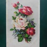 Futott művész képeslap, virágcsokor, rózsa 1943. Címzett: Rékasi János 26/1 erődszázad, Nagyberezna. fotó
