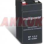 Ólom akku 4V 4, 5Ah (Multipower) típ. MP4, 5-4 helyettesíti 4V 4Ah fotó