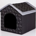 Szivacs kutyaház - fekete, kutya mintás - 60x60x55cm fotó