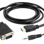 Gembird A-HDMI-VGA-03-6 HDMI to VGA and audio adapter cable single port 1, 8m Black fotó