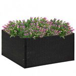 Fekete polyrattan kerti ültetőláda 80 x 80 x 40 cm fotó