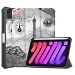 Apple iPad Mini (2021) (8.3), mappa tok, Apple Pencil tartóval, Eiffel torony, térkép minta, Smar... fotó