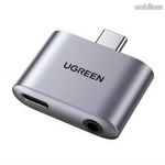 UGREEN audio adapter - Type-C / 3, 5mm Jack + Type-C töltő aljzattal, elosztó, DAC chip, PD gyorst... fotó