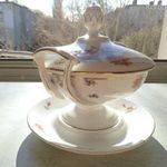 Knoll Karlsbad aranyozott szélű porcelán szószos tál alátéttel és szedőkanállal fotó