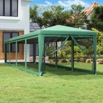 zöld HDPE rendezvénysátor 10 hálós oldalfallal 3x12 m fotó