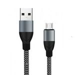 Töltő és adatátviteli kábel, MicroUSB/USB csatlakozó, textil bevonat, 1.5 méter, fekete/szürke fotó