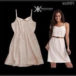 KARDASHIAN KOLLECTION rózsaszín fehér TYÚKLÁBMINTÁS könnyű pántos RUHA ~M/40 fotó