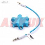 Audio splitter / jack fej, fülhallgató, hangjel elosztó 5 portos adapter (3, 5mm) kék fotó