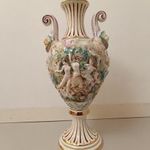 Antik capodimonte Capo di monte dúsan aranyozott sokalakos porcelán kétfüles nagy váza 222 8421 fotó