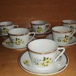 Retro Hollóházi porcelán sárga rózsás kávés csésze készlet 6 személyes (z-1) fotó