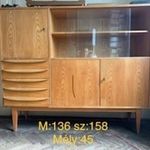 Retro/Vintage Hellerau Highboard, Franz Ehrlich Üveges polcos fiókos szekrény/vitrin (602 sorozat) fotó