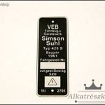 [SIMSON / 250] - TÍPUSTÁBLA /425S VÉKONY/ fotó