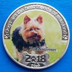 YORKSHIRE TERRIER KUTYA 2018 UNC EZÜSTÖZÖTT SZÍNEZETT EMLÉKÉRME 40MM fotó