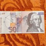 1992 -es ropogós SLOVENIA - 50 Tolarjev vízjeles bankó UV aktivitással !! (L2129) fotó