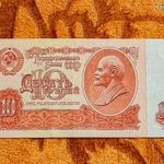 1961 -es ropogós SOVIET UNION - 10 Rubley vízjeles "Lenin" bankó UV aktivitással Ritkább ! (L2195) fotó