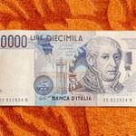 1984 -es ropogós ITALY -10.000 Lire vízjeles és fémszálas bankó UV aktivitással !!! (L2113) fotó