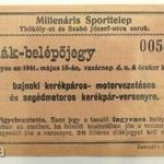 Szolgáltatásjegy, Millenáris Sporttelep 30 filléres diák-belépőjegye 1941. május 18.-i Bajnoki Kerék fotó