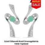 Gyönyörű drágaköves ezüst ékszerek tanúsítvánnyal - Ezüst fülbevaló Brazil Smaragddal 19, 5x9mm ÚJ!!! fotó