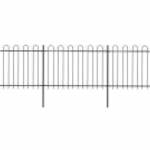 vidaXL fekete hajlított tetejű acélkerítés 5, 1 x 1, 2 m fotó