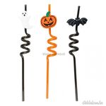 Szívószál műanyag spirál Halloween tök denevér 6x270 mm - 4 db. fotó