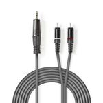 Nedis JACK - 2 RCA kábel 1, 5m (3, 5 mm jack apa - 2 db RCA apa) (COTH22200GY15) fotó