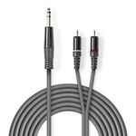 Nedis JACK - RCA Sztereó audiokábel 1.5m (6.35mm jack apa - 2xRCA apa) Szürke (COTH23300GY15) fotó